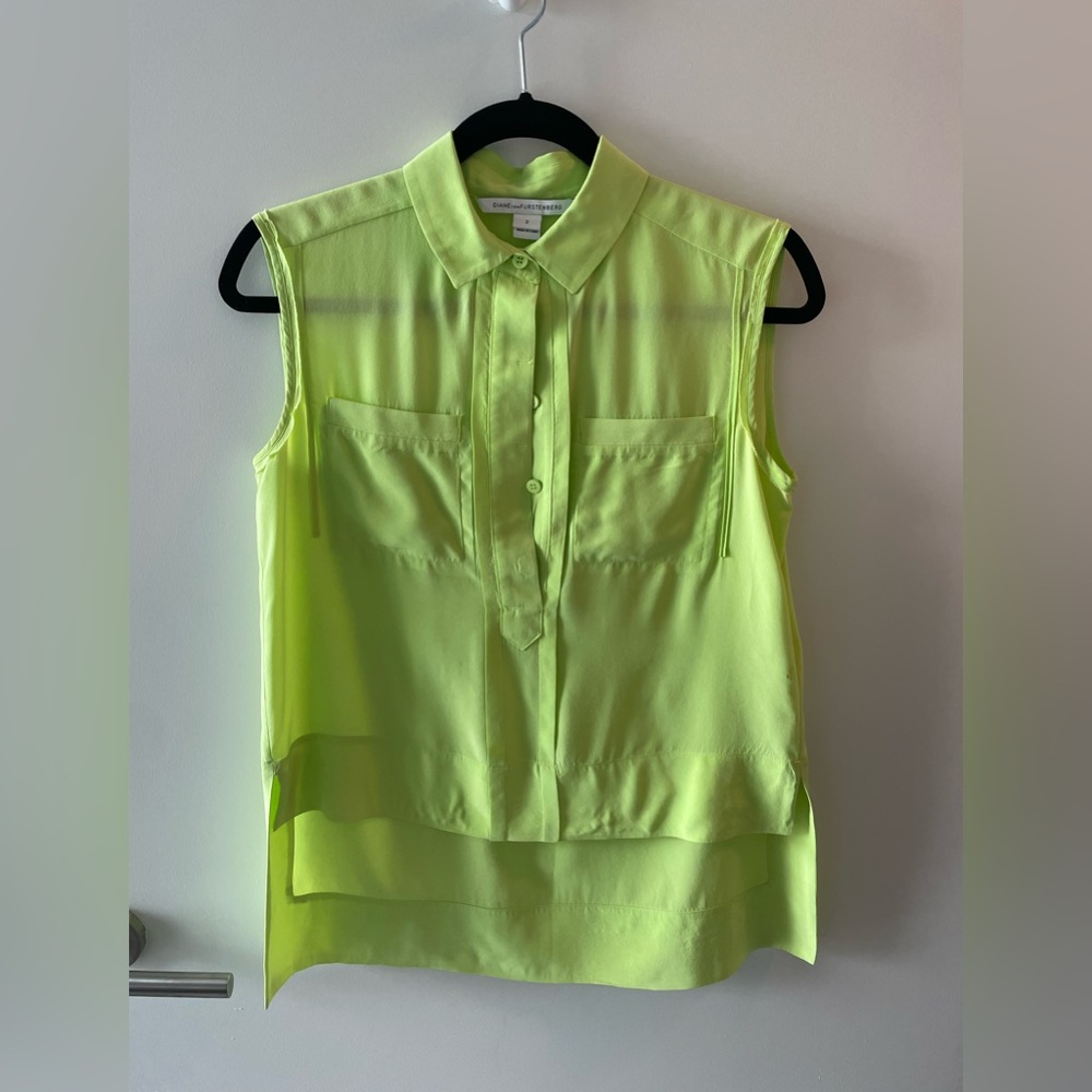 DVF green silk shirt. Great condition